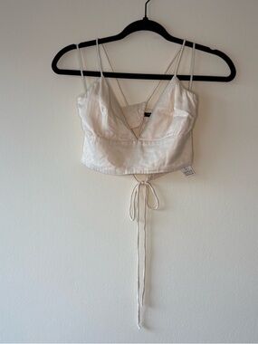 Zara Cream Satin V-Neck Tie-Back Camisole